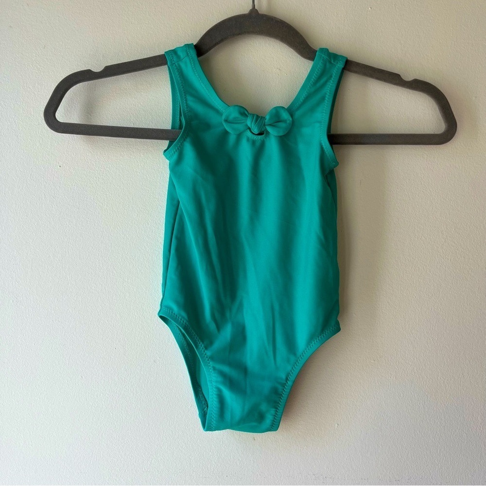 🌼 5/$20 Old Navy Girl Green One-Piece Swimsuit 12–18M | Bow Front Bathing Suit
